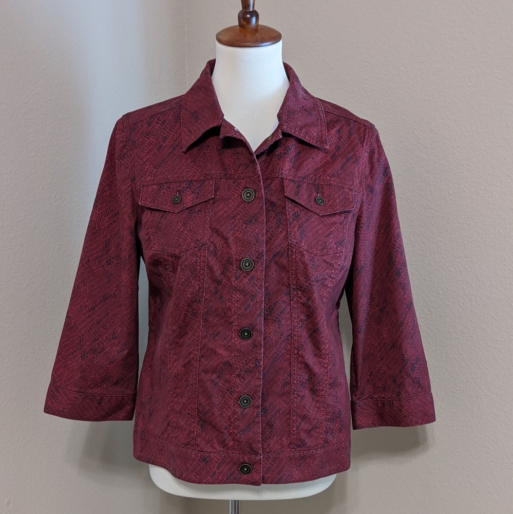 Chico's Snake Print Red Jacket Size 1